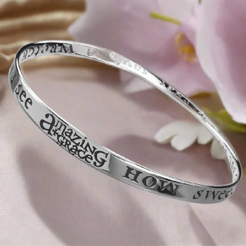 matching bracelets for couples-Amazing Grace Sterling Silver Mobius Bracelet