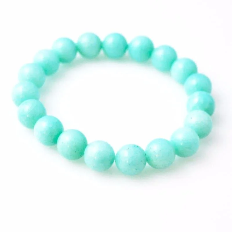 simple beaded cuff bracelet-Amazonite Gemstone Stretch Bracelets