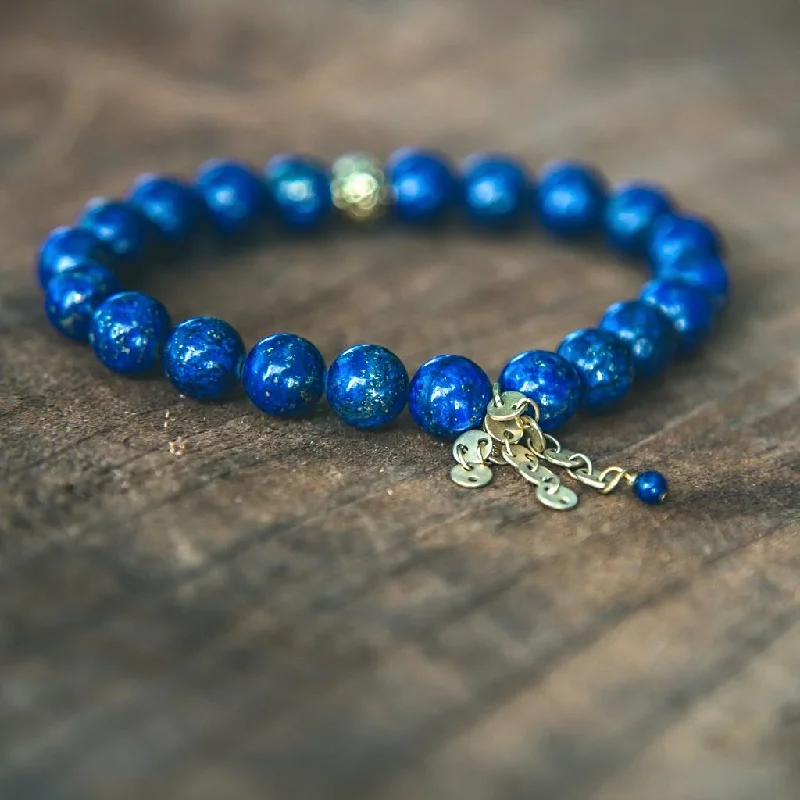 unique beaded bracelet for women-Awakened: Lapis Lazuli and Gold Gemstone Stacking Bracelet