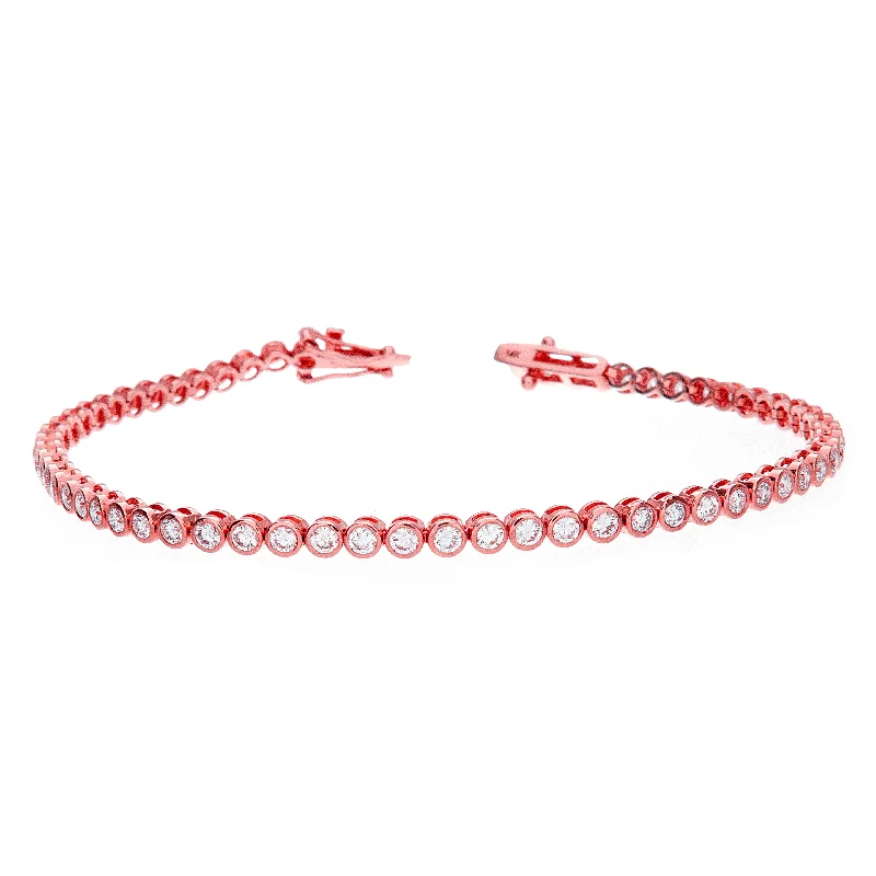 trendy braided bracelet-Bezel Set Rose Gold Diamond Bracelet