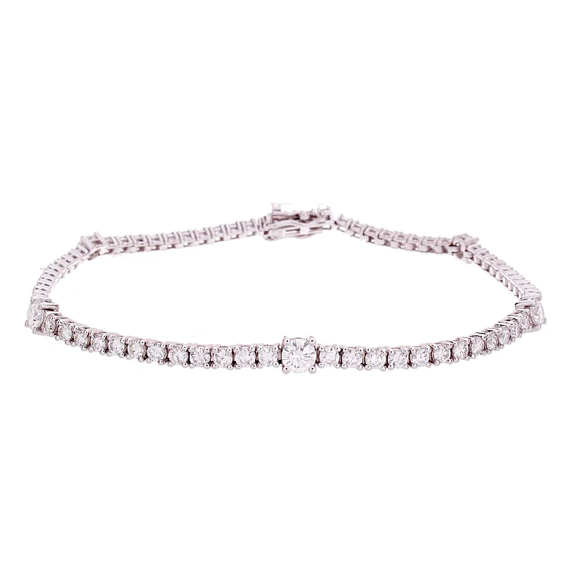 delicate silver bangle for women-Diamond Bracelet