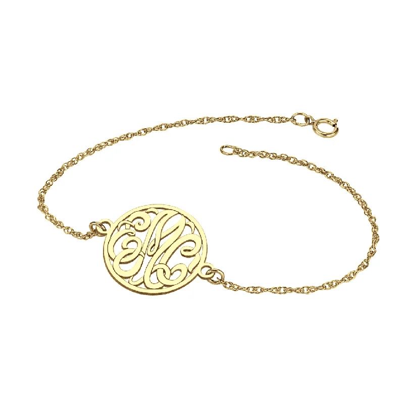 minimalist gold charm bracelet-Fink's 20mm Classic Bordered Monogram Bracelet