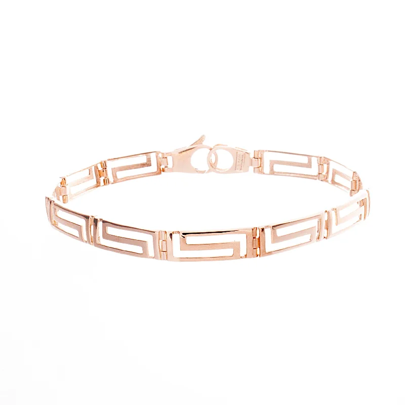 trendy gold bracelet for women-Greek Key Bracelet