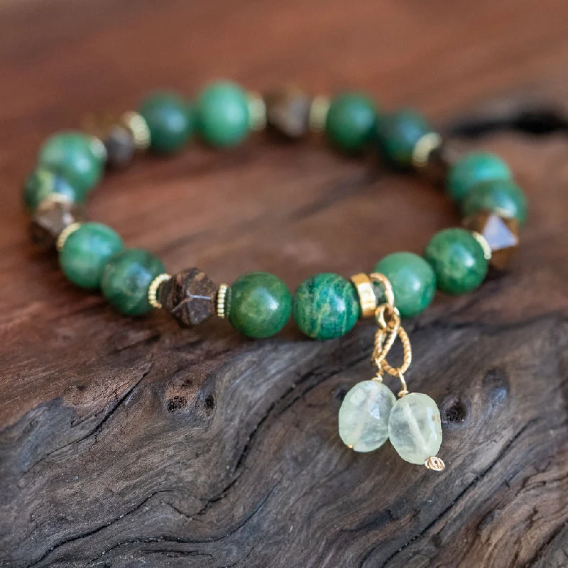 simple diamond bracelet-Heart and Soul: Bronzite, Jade and Prehnite Bracelet