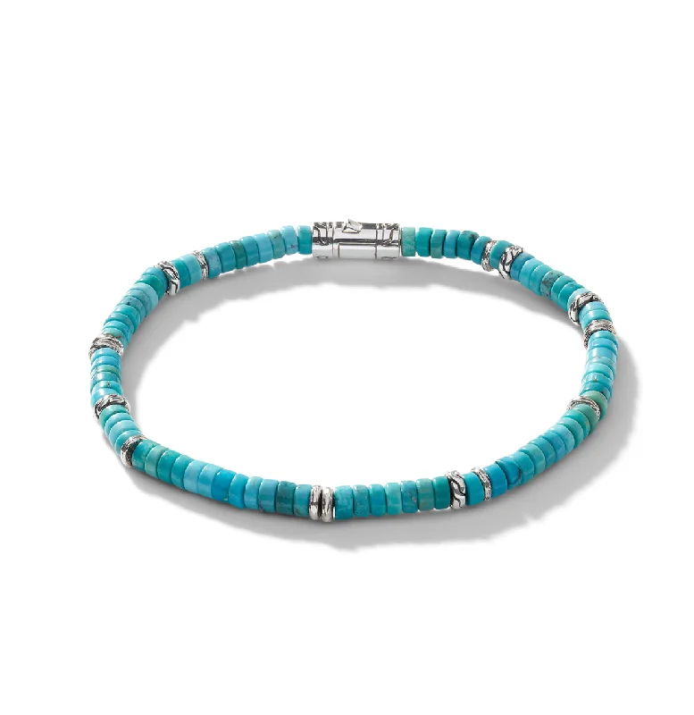 stylish crystal bracelet-John Hardy Classic Chain Bracelet with Heishi Turquoise Beads