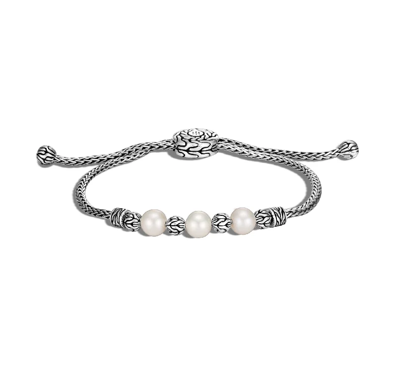 chunky gemstone bracelet-John Hardy Classic Chain Pull Through Freshwater Pearl Station Bracelet