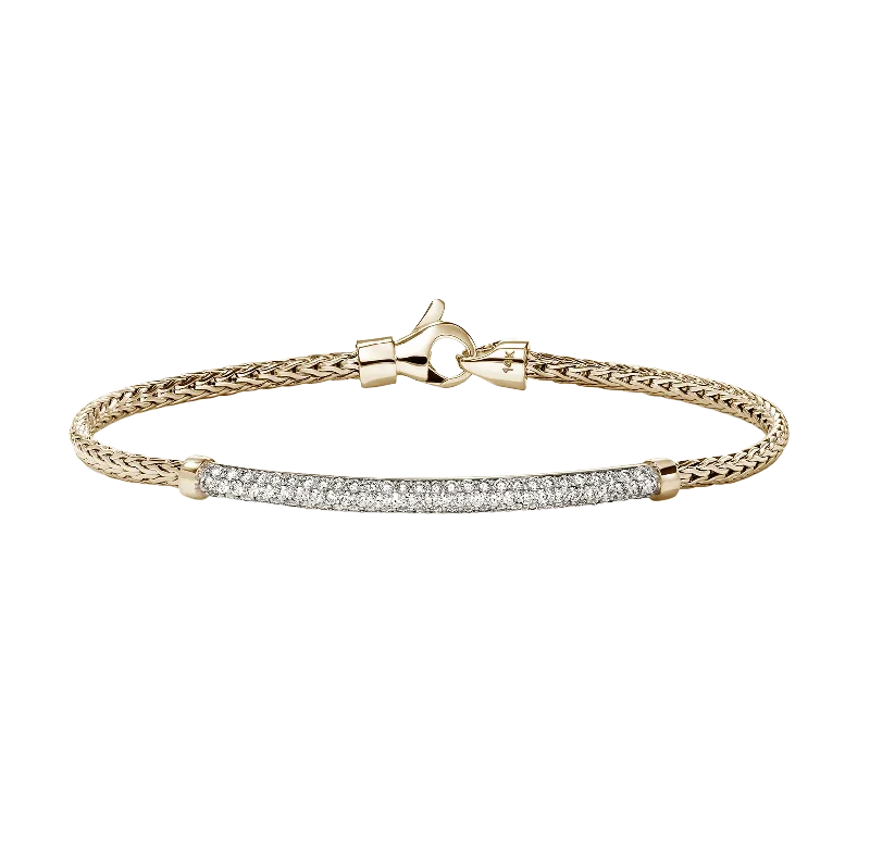 multi-strand silver bracelet-John Hardy Essentials Yellow Gold Diamond Bar Bracelet