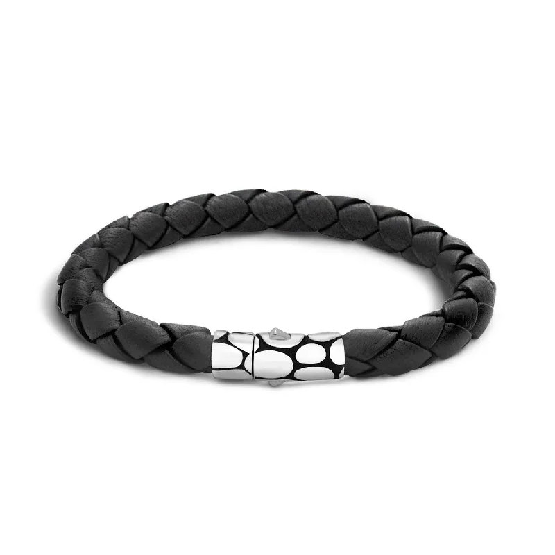 leather charm bracelet for men-John Hardy Men's Kali Black Leather Bracelet