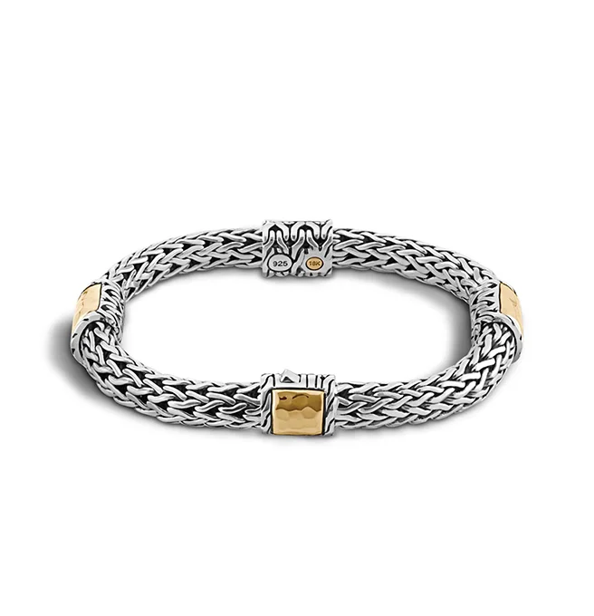 custom wire-wrapped bracelet-John Hardy Palu Sterling Silver and 18K Yellow Gold Four Station Bracelet