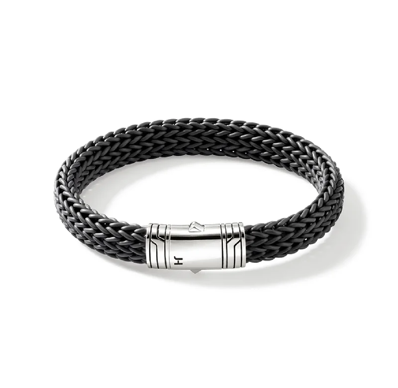 multi-strand beaded bracelet-John Hardy Sterling Silver and Black Rubber Bracelet