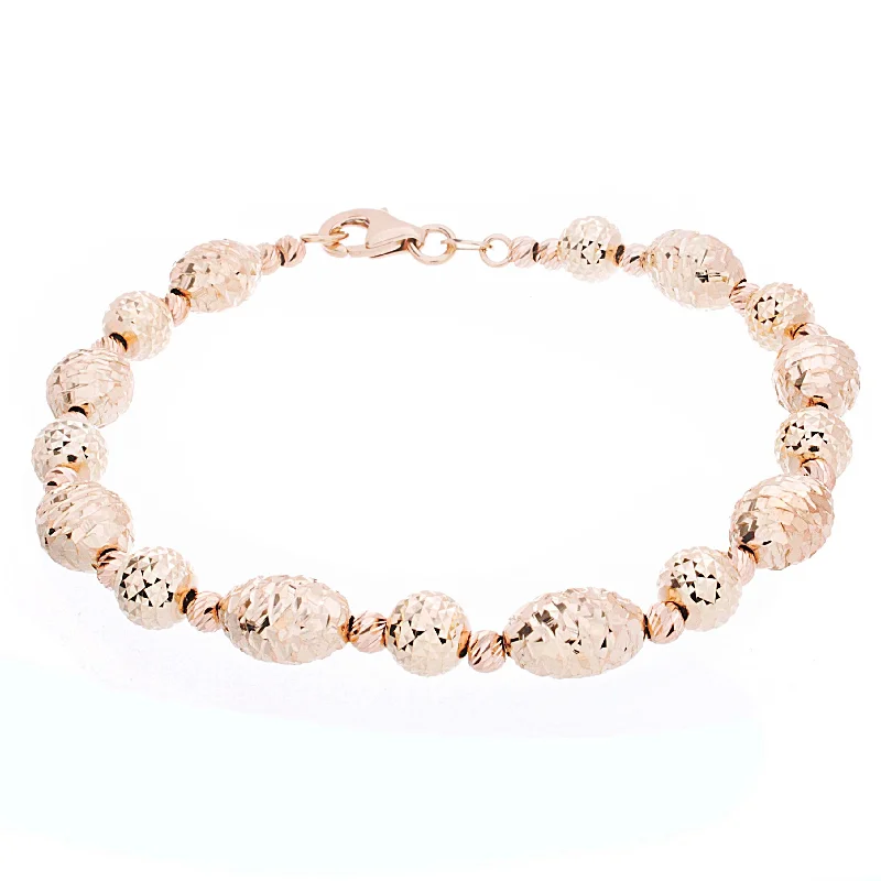 rope beaded bracelet for women-Ladies Fancy Gold Bracelet - Diamond Cut