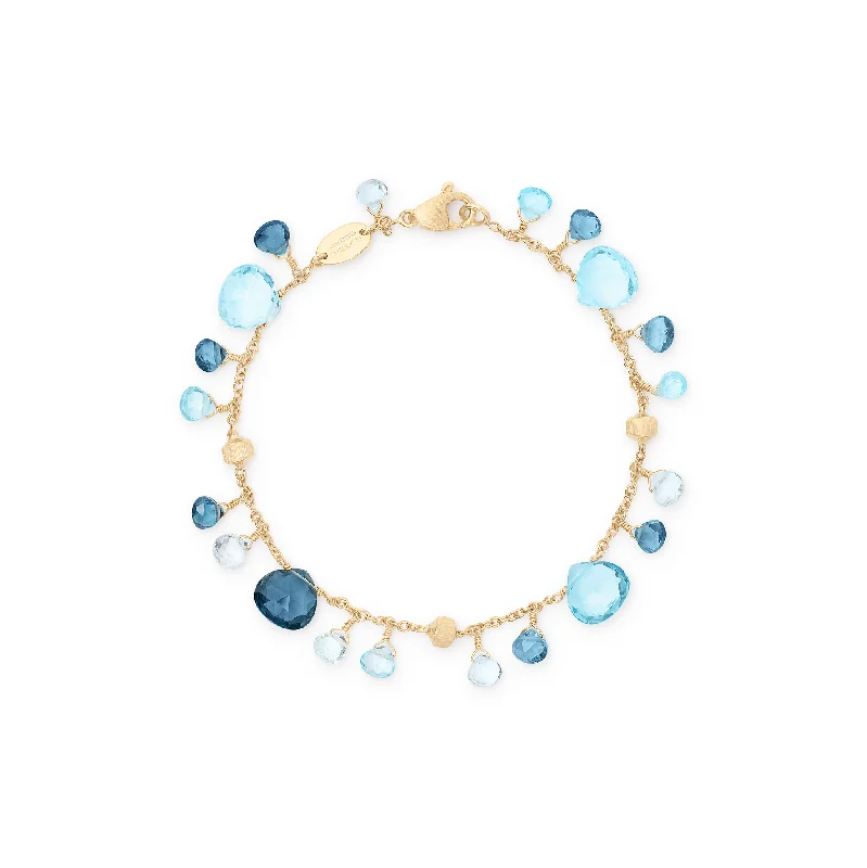 silver bangle bracelet for men-Marco Bicego Paradise Single Strand Blue Topaz and London Blue Topaz Bracelet