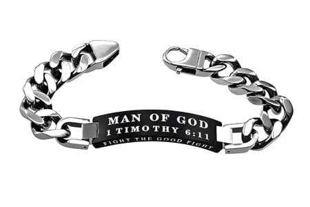 stylish leather cuff bracelet-Matte Black Man Of God Bracelet