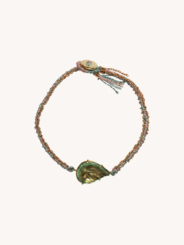 infinity charm bracelet for her-Maya Tourmaline Leaf Silk Bracelet