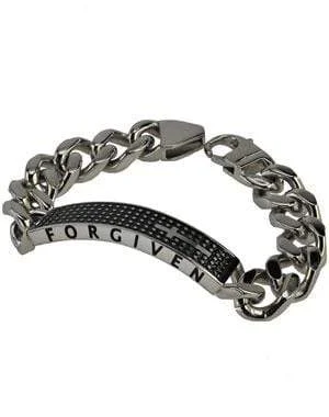 silver charm bracelet for kids-Men's Shield Cross Bracelet Forgiven