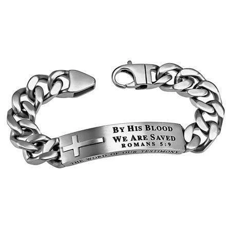 customized charm bracelet for women-Men's Silver Neo Bracelet By His Blood