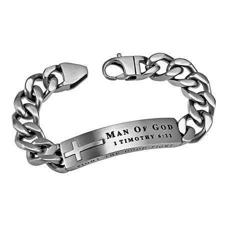 multi-strand beaded bracelet-Men's Silver Neo Bracelet Man Of God