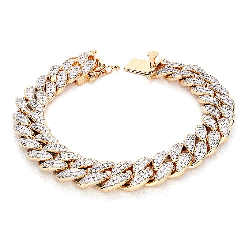 stackable charm bracelets for women-Miami Cuban Bracelet with Diamonds