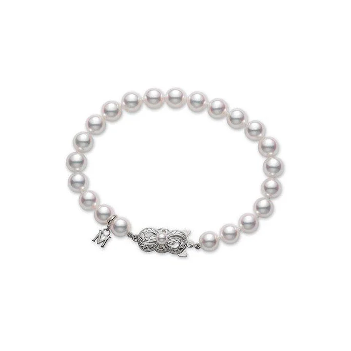 turquoise charm bracelet-Mikimoto 7.5mm A Akoya Pearl 18K White Gold Bracelet