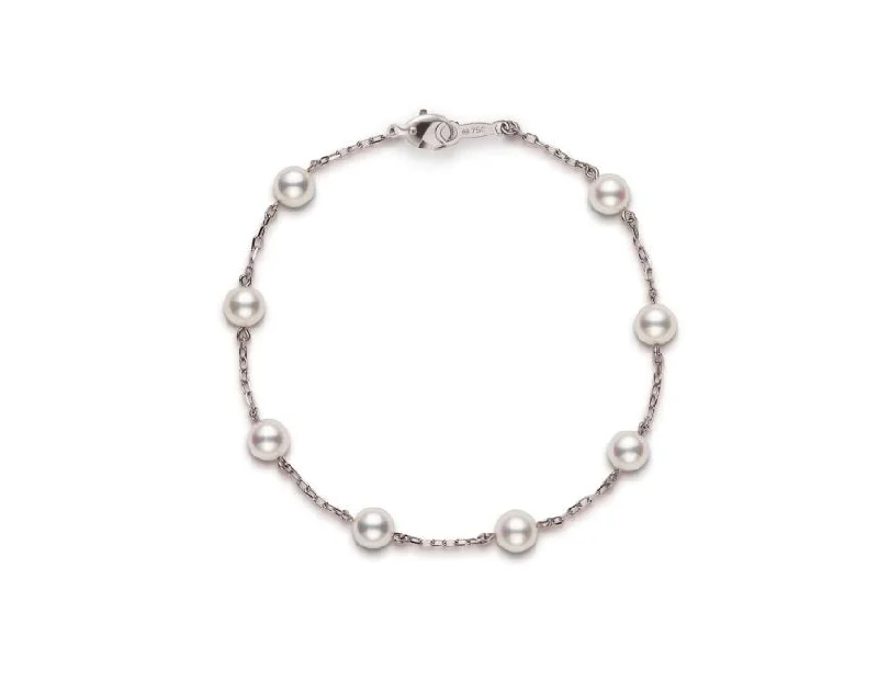 diamond beaded bracelet-Mikimoto Akoya Pearl 8 Station Chain Bracelet