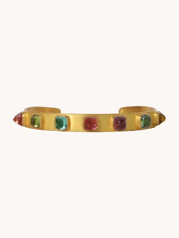 sparkling crystal bangle bracelet-Multicolored Gemstone Cuff