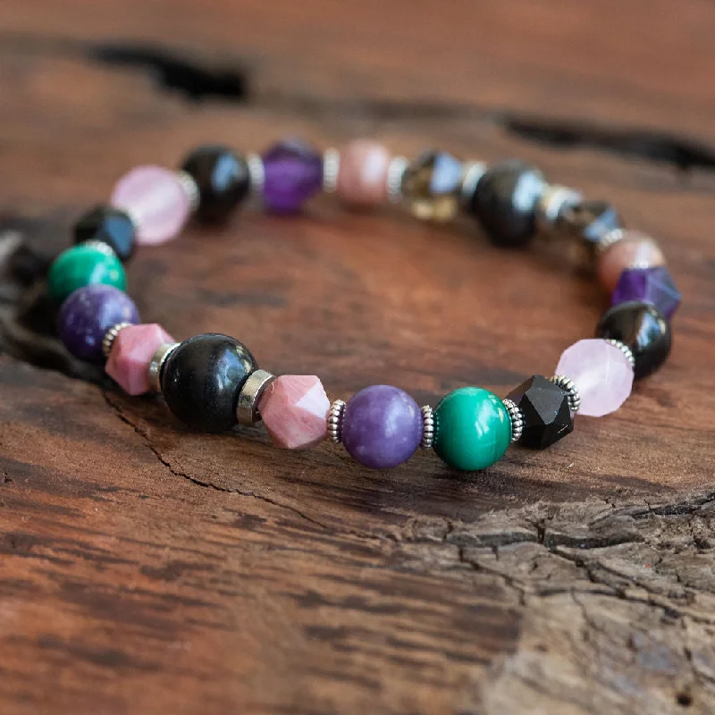 minimalist charm bracelet for women-Never Give Up: Powerful Cancer Support Healing Bracelet-Malachite, Shungite, Sugilite and More