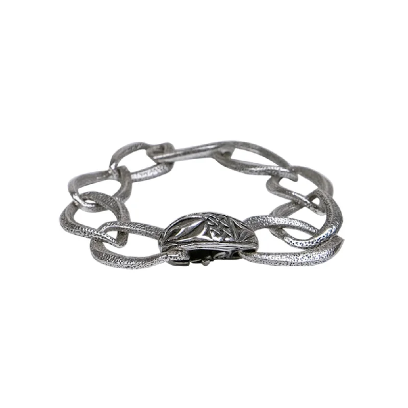 leather bracelet for teens-Silver Large Link Bracelet