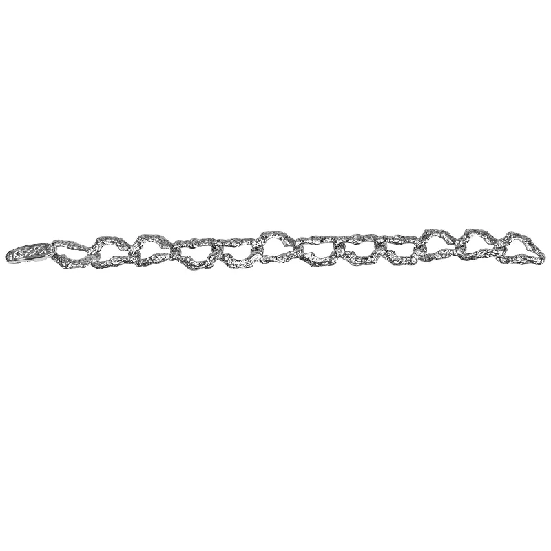 simple charm bracelet for men-Silver Organic Link Bracelet-Small