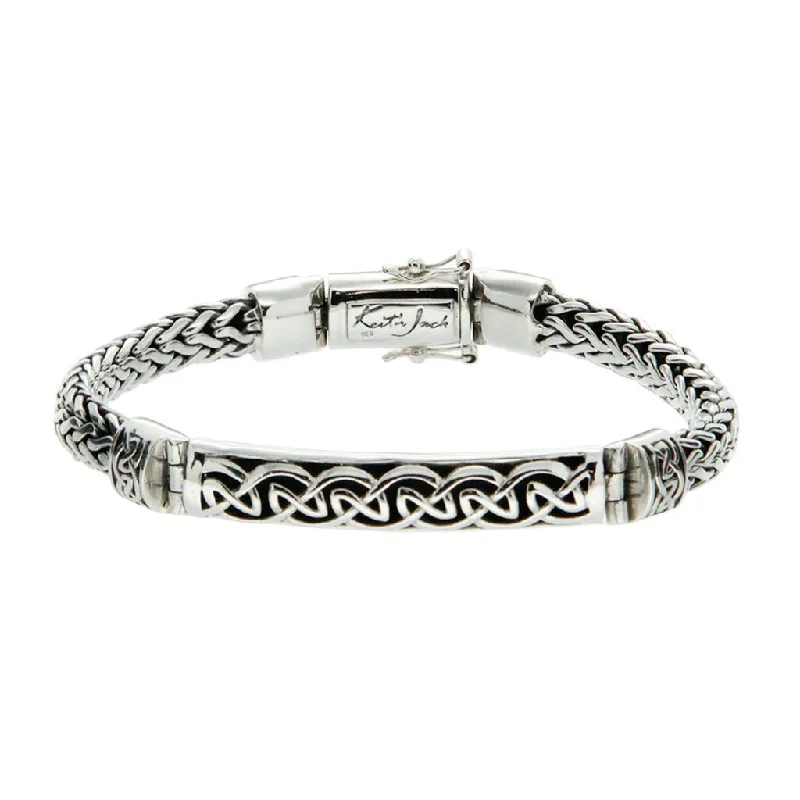 stylish adjustable bangle bracelet-Silver Dragon Weave Eternity Bar Bracelet