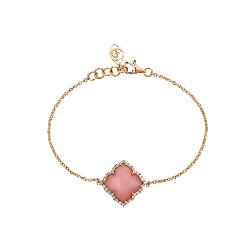 silver rope bracelet-Sabel Collection Rose Gold Pink Opal Flower Bracelet