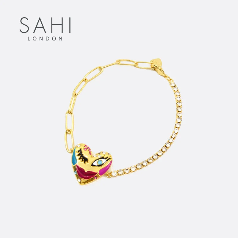 luxury leather cuff bracelet-Sahi Love Affair Chain & Link Bracelet