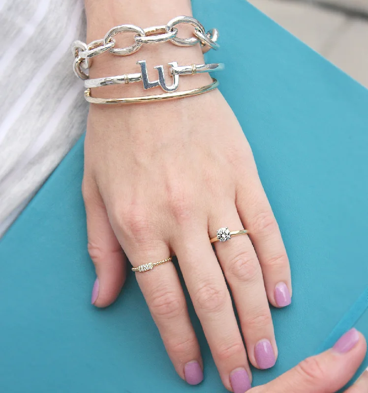 silver bracelet with engraving-Sterling Silver Fink's Liberty University Bracelet in 7"