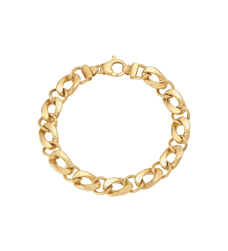 hand-crafted beaded bracelet-Sabel Collection Yellow Gold Alternating Oval and Round Link Bracelet