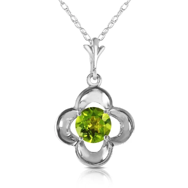 angel wing necklace-0.55 Carat 14K White Gold Warm Life Peridot Necklace