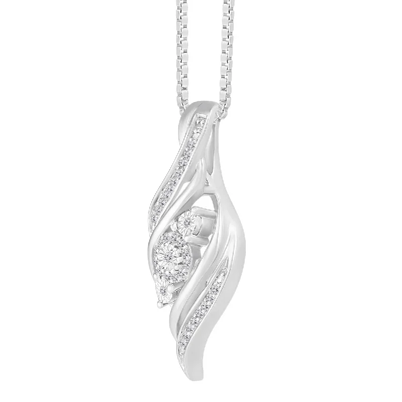 birthstone silver necklace-1/10 CTW Diamond Fashion 18-inch Pendant in Sterling Silver