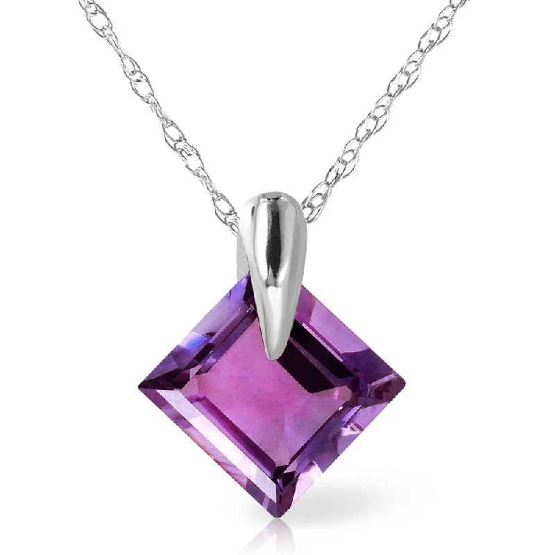 gold heart chain necklace-1.16 Carat 14K White Gold Gold Necklace Natural Purple Amethyst