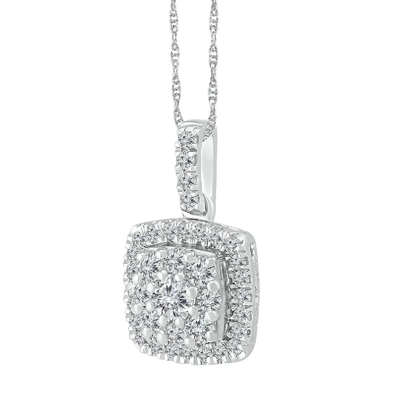 gold crystal pendant necklace-1/3 CTW Diamond Fashion 18-inch Pendant in 10KT White Gold