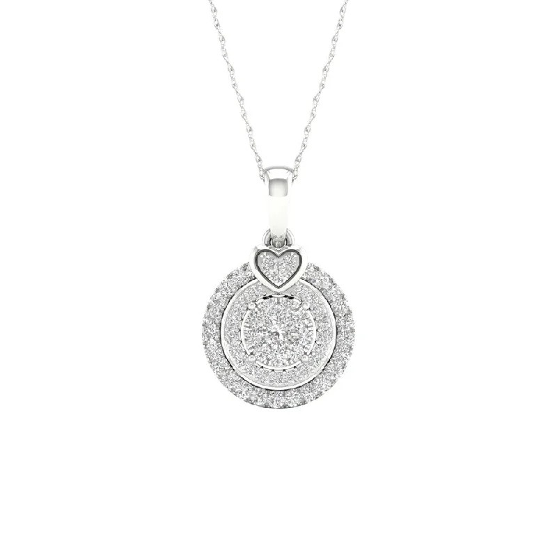 handmade charm necklace-1/4ct TDW Diamond Halo Necklace in Sterling Silver by De Couer