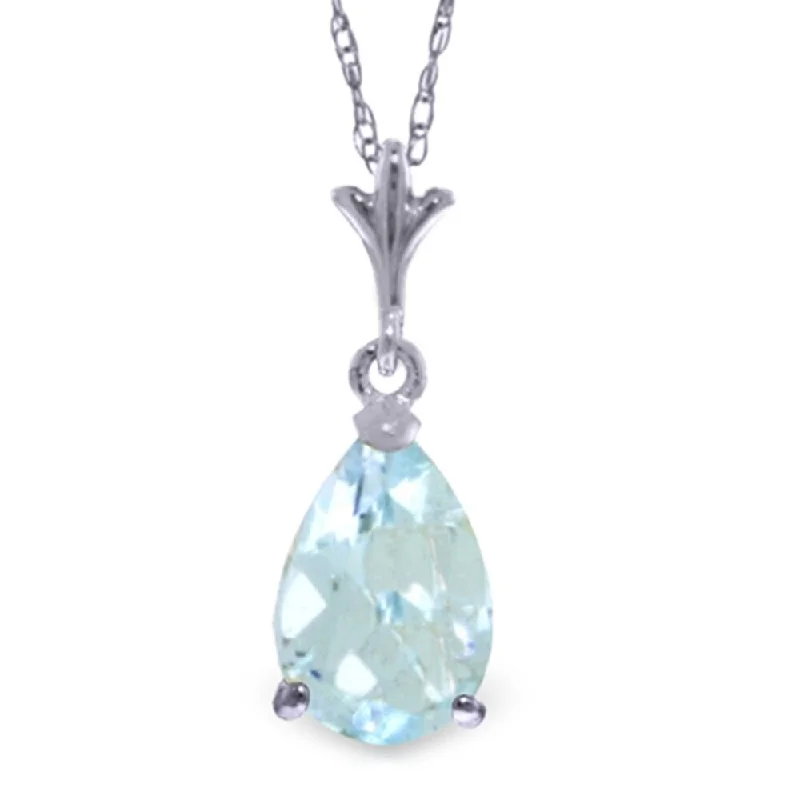 vintage angel wing necklace-1.5 Carat 14K White Gold Prepare For Love Aquamarine Necklace