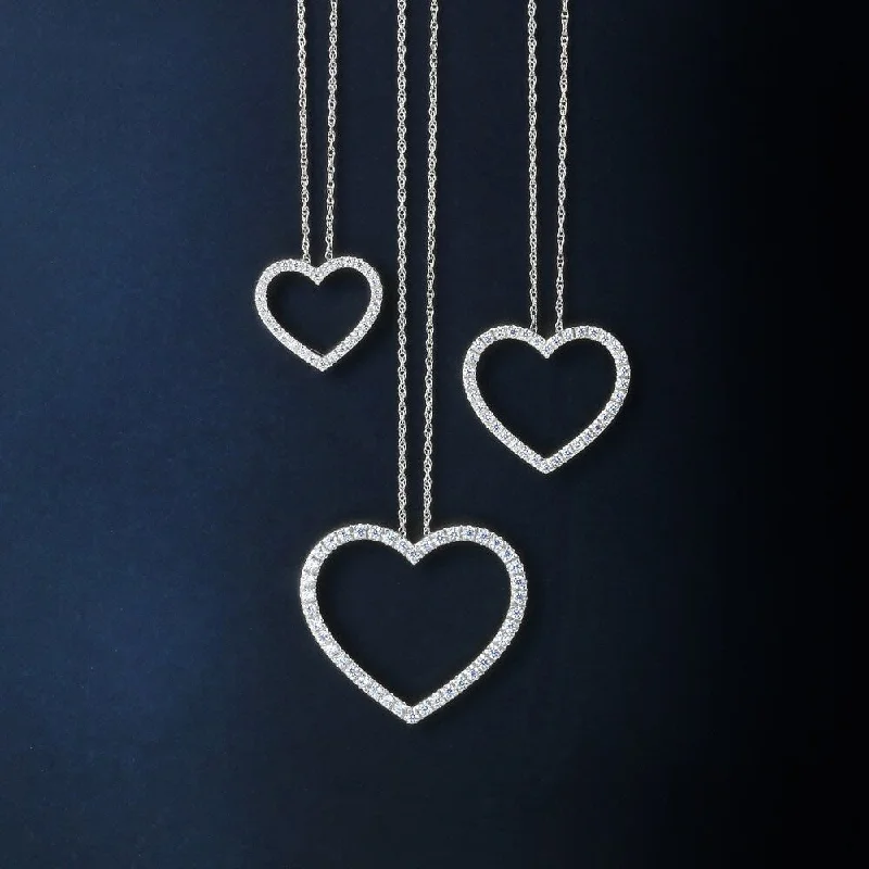 heart shaped pendant for men-1/6ct - 1/2ct TDW Diamond Open Heart Necklace in 14k Gold by De Couer