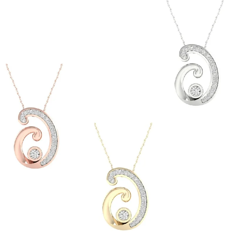 rose gold pendant necklace for mom-1/6ct TDW Diamond Mom and Child Necklace in Sterling Siver by De Couer