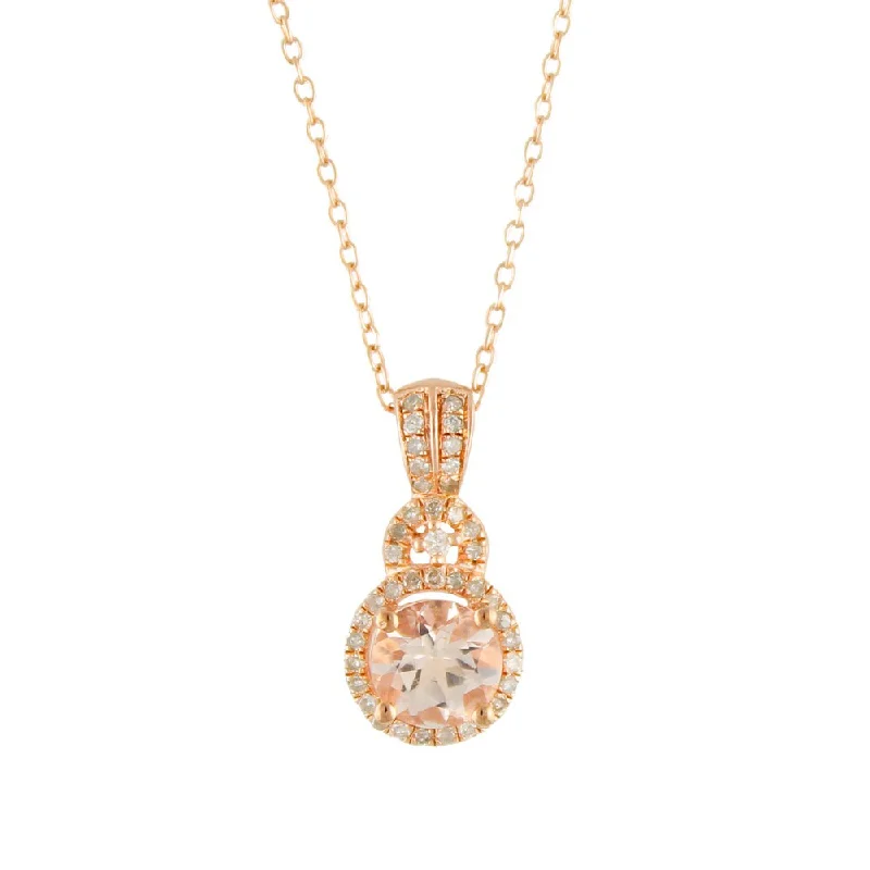 customized letter necklace-10k Rose Gold Morganite and 1/5ct TDW Diamond Halo Pendant Necklace