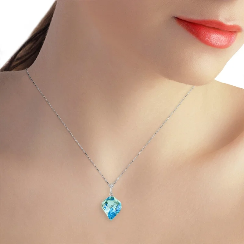 birthstone gemstone necklace-13.9 Carat 14K Solid Gold Necklace Twisted Briolette Blue Topaz