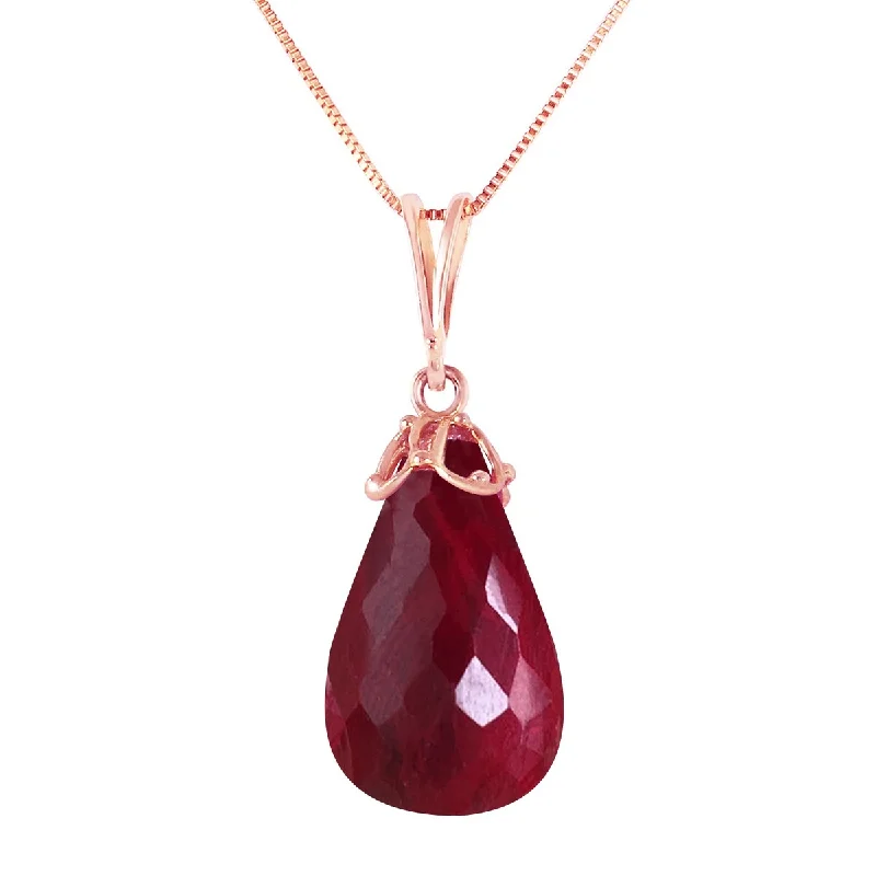 handmade crystal pendant necklace-14.8 Carat 14K Solid Gold Elegant Necklace Briolette Natural Ruby