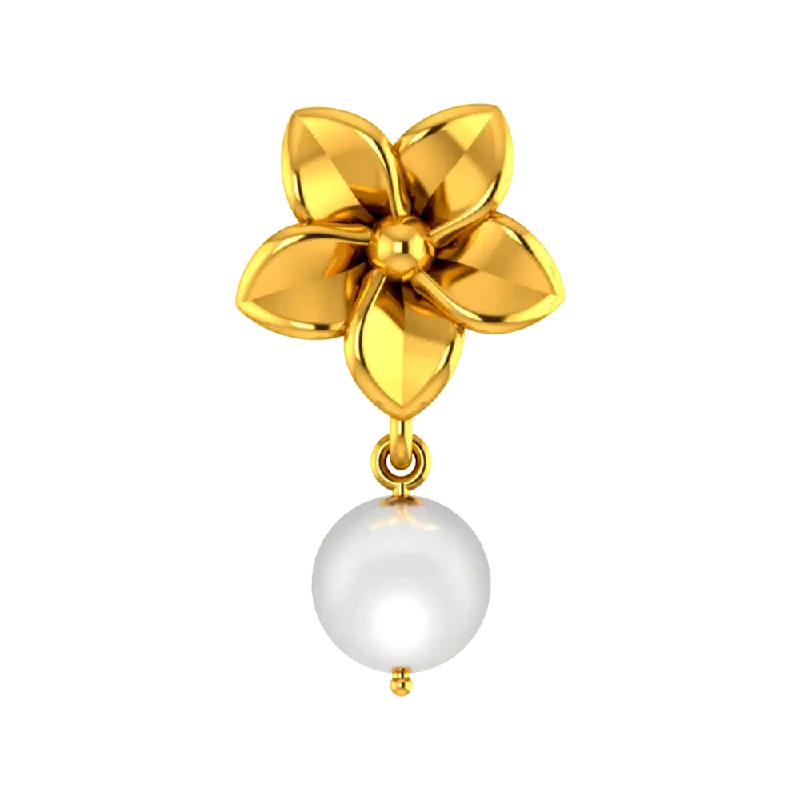 celestial star pendant necklace-14k Dainty Floral Gold Pendant With A Pearl