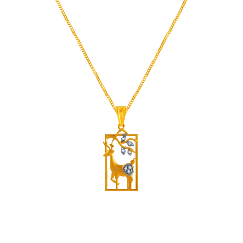 personalized pendant necklace with name-14k Deer-shaped Gold Pendant From Amazea Collection For You