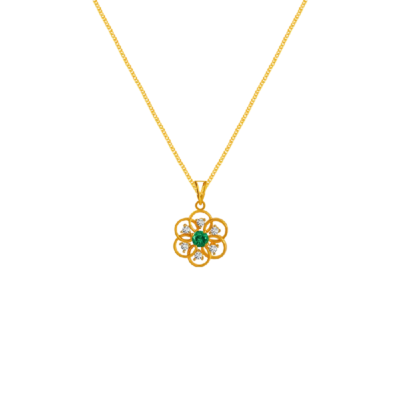 personalized gold pendant necklace-14k Flower Design Gold Pendant From Amazea Collection