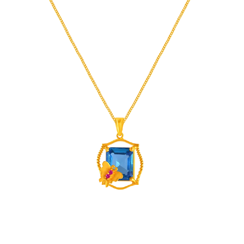 turquoise stone pendant necklace-14k Gem Gold Pendant From Amazea Collection For Ladies