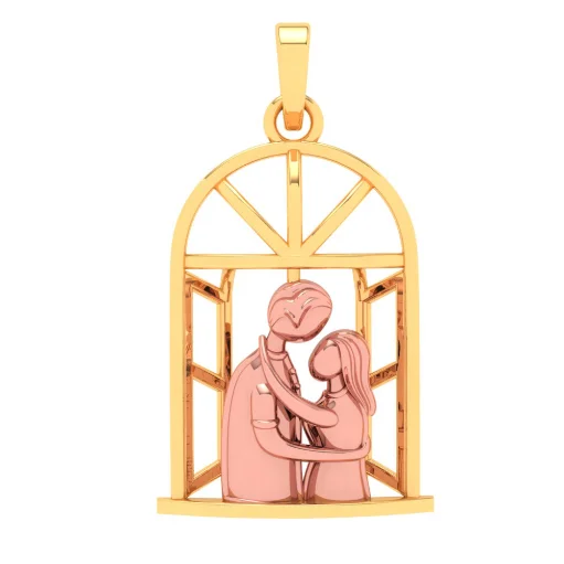 birthstone silver necklace-14k Gold Pendant In The Shape Of A Couple In Front Of A Window From Amazea Collection