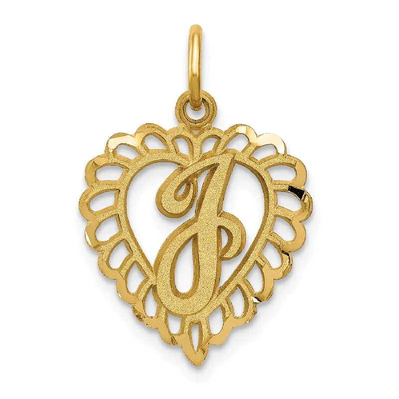 engraved heart pendant necklace-14k Initial J Charm